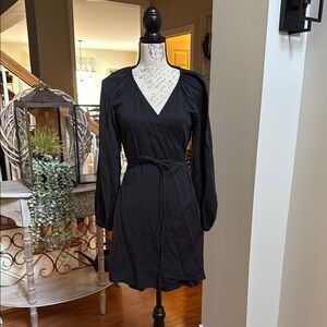 EUC J Crew Black Wrap Dress in Size Small